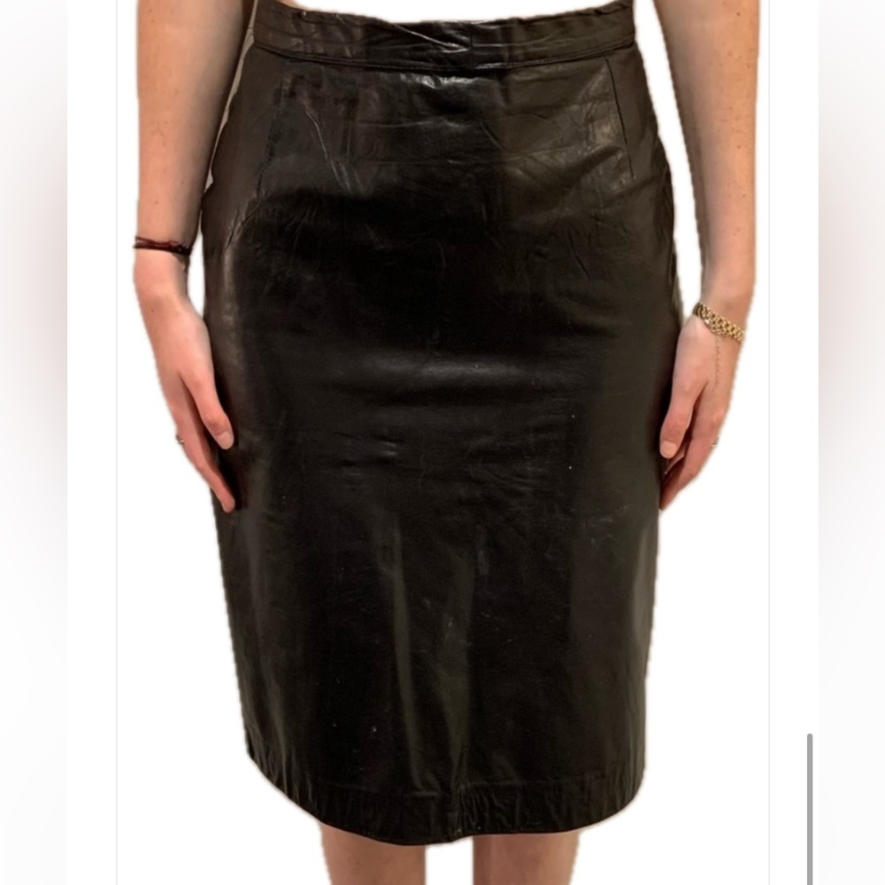 Lightly Worn Leather Pencil Skirt